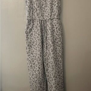 Pink Rose Gray Leopard Print Jumpsuit
